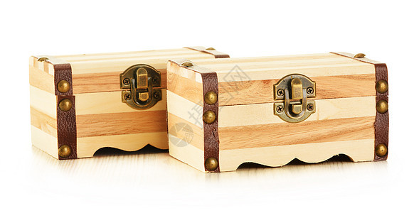 手制木箱 在白色背景上隔离木头纪念品首饰归属感图片