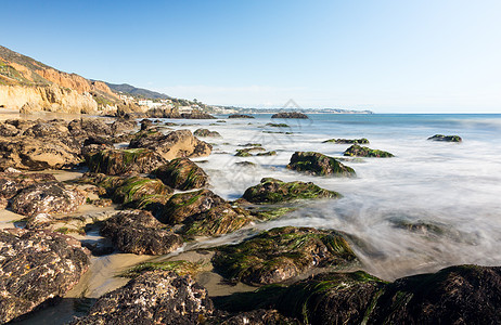 加利福尼亚州海滩海藻小路崎岖海浪悬崖岩石海岸线支撑公园途径图片