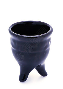 白色背景的黑茶杯中国人服务异国杯子情调文化黑色制品水平陶瓷仪式图片