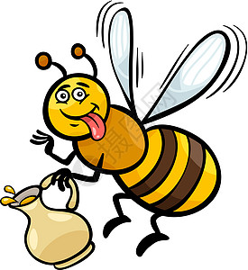 蜜蜂昆虫卡通插图快乐黄色绘画吉祥物飞行卡通片艺术工蜂漏洞微笑图片