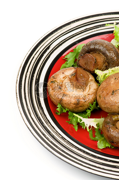 烤蘑菇金子食物油炸小吃美食家主菜蔬菜釉面横截面青菜图片