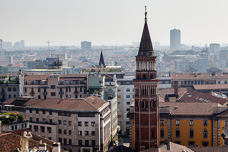 意大利大教堂屋顶对米兰的空中观景景观建筑学房子城市大教堂石头大理石古董雕塑教会图片