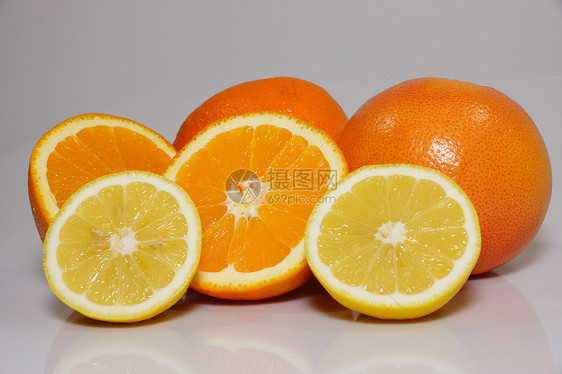 橙 柠檬和葡萄宏观柚子橙子热带水果照片团体工作室食物叶子图片