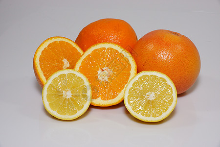 橙 柠檬和葡萄柚子叶子宏观工作室水果热带食物团体照片饮食图片