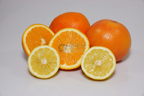 橙 柠檬和葡萄柚子叶子宏观工作室水果热带食物团体照片饮食图片