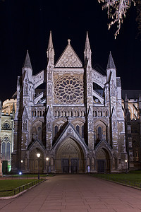 西敏斯特修道院 夜间照亮世界遗产地标教会图片