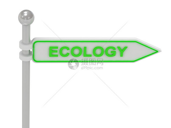 3d 显示绿色“ Ecology” 的标志图片