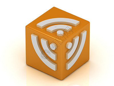 RSS 符号立方体电脑长方形正方形按钮博客橙子网络阴影白色插图图片