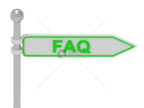 3d 显示绿色“FAQ”标志图片