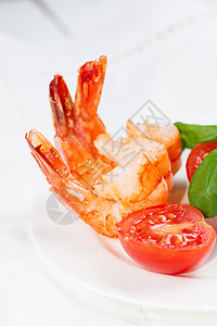 鱼虾西番茄烤肉垂直图片