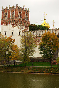 俄罗斯大寺院 诺沃德耶维奇女修道院建筑教堂宗教历史首都教会金子蓝色天炉文化图片