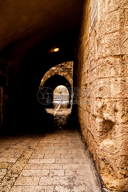耶路撒冷老城的一条小巷城市村庄楼梯历史性土地文化古董祷告建筑学旅行图片