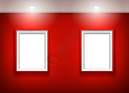 画廊框架正方形推介会艺术白色家具插图红色横幅空白工作室图片