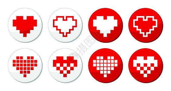 像素红色红心图标集 - 爱 约会在线概念图片