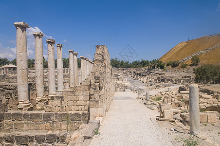 贝特希恩圣经公园废墟柱子旅游吸引力古董建筑学历史性石头图片