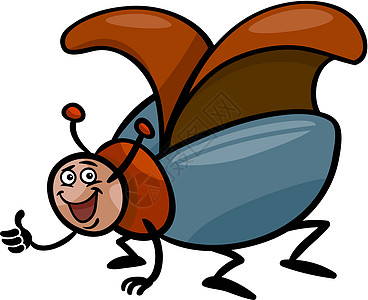 甲虫昆虫漫画插图吉祥物鞘翅目剪贴翅膀卡通片快乐漏洞绘画微笑图片