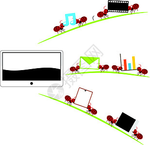 全部在一个平板和红色蚂蚁图示中图片