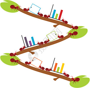 红蚁辛勤工作团队合作插图图片