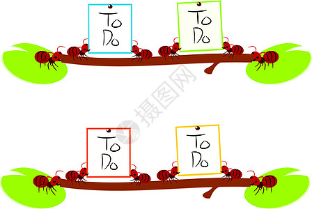 难以做工作插图的红蚁团队红色团体昆虫事项待办白色图片