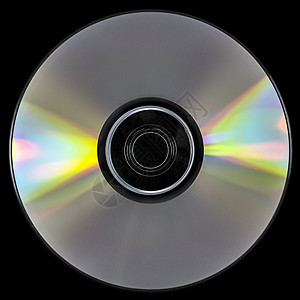 在黑色上隔离的 CD 光盘图片