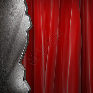 红色窗帘上的金属展览建造合金品牌展示宣传艺术酒吧框架马戏团图片
