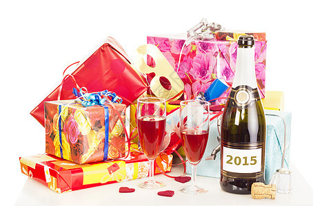 新年除夕装饰生日桌子瓶子包装派对进步公司喜悦运气决心图片