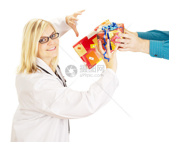 医生抢取两件礼物销售工作室药品生日喜悦洗礼医师大堂婴儿进步图片