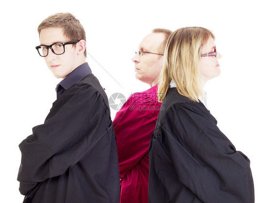 三名法学家诉讼法律团队活页夹长袍工作室法庭商业民法领带图片