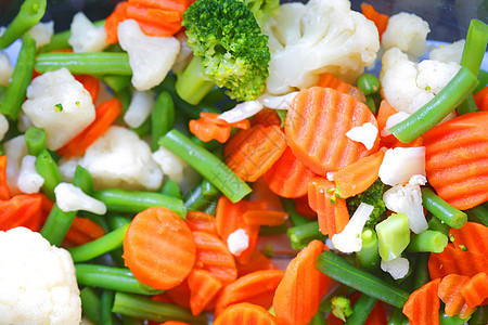 混合蔬菜沙拉菜花午餐美食季豆生物橙子饮食盘子食物图片