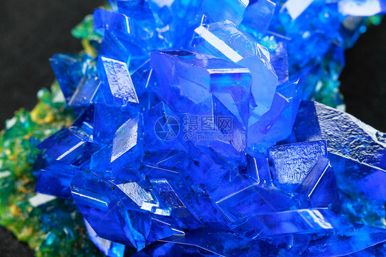 硫酸铜科学实验室宏观硫酸奢华地质学蓝色结晶物理矿物图片