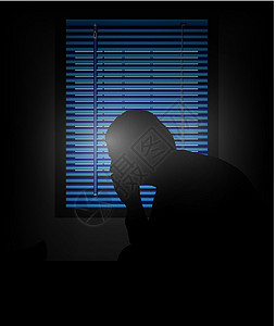 孤独心理学男性房间插图隐私沉思百叶窗男生成人情感图片