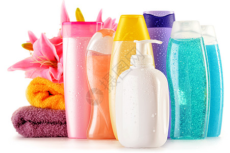 身体护理和美容产品的塑料瓶及瓶子皮肤浴室洗发水润肤凝胶健康头发洗剂奶油图片