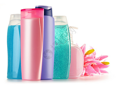 身体护理和美容产品的塑料瓶及收藏肥皂淋浴瓶子润肤皮肤液体浴室头发蓝色图片