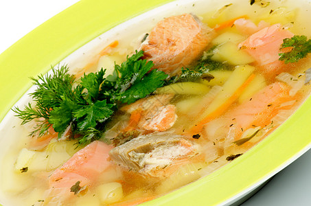鱼汤土豆鳟鱼主菜吃饭健康饮食美食家烹饪香菜鳕鱼午餐图片