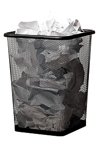 垃圾箱篮子文书文档工作浪费金属回收办公室丢弃废纸图片