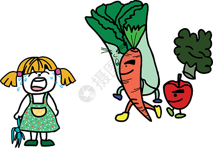 儿童哭泣的儿童豆子市场饮食沙拉菊苣茄子水平食物叶子红色背景图片