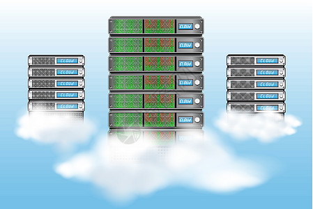 带有服务器的云计算概念邮件互联网网络架子托管技术插图计算服务天空图片
