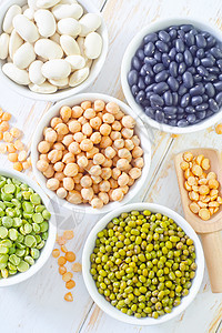 不同种类的豆类营养黄豆食物种子彩色脱水蔬菜静物饮食纤维图片