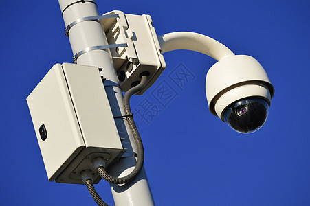 蓝天高科技圆顶型照相机电视警察交通监视镜片高架蓝色警卫电子监控图片