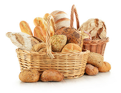 面包和卷轴篮子中的面包和卷滚小麦包子种子产品燕麦购物面团传统厨房杂货店图片