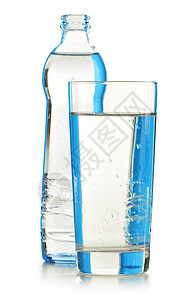白上隔离的玻璃瓶矿泉水瓶子矿物液体产品盘子玻璃回收白色饮料杂货店背景图片