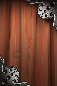 红色窗帘上的金属边界剧院合金娱乐展览展示品牌宣传艺术框架背景图片