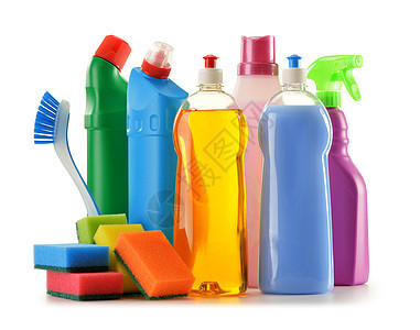 白色上隔离的洗涤剂瓶清洁剂消毒剂家政卫生厨房产品瓶子消毒洗手间化学品图片