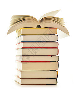白色背景上孤立的书堆堆阅读学校哲学教育知识精装字典科学学习图片