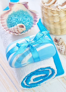 肥皂和毛巾生活水晶植物福利巨石作品蓝色竹子药品岩石图片