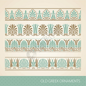 希腊饰品插图框架蓝色风格叶子刷子装饰品线条横幅艺术图片