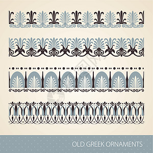 希腊饰品风格叶子装饰品横幅插图刷子海浪收藏框架线条图片