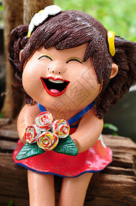 粘土娃娃数字玩具手工蓝色微笑女性男人石头花园雕像图片