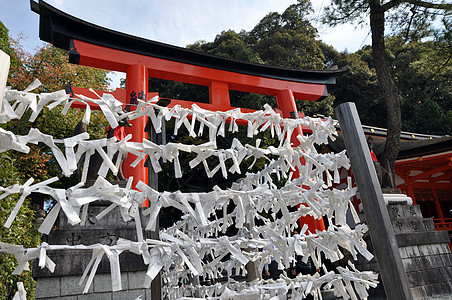 神社 日本京都宗教城市精神游客旅行橙子入口地标木头灯笼图片