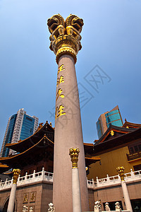 金狮柱峰顶静静寺 上中国上海背景图片